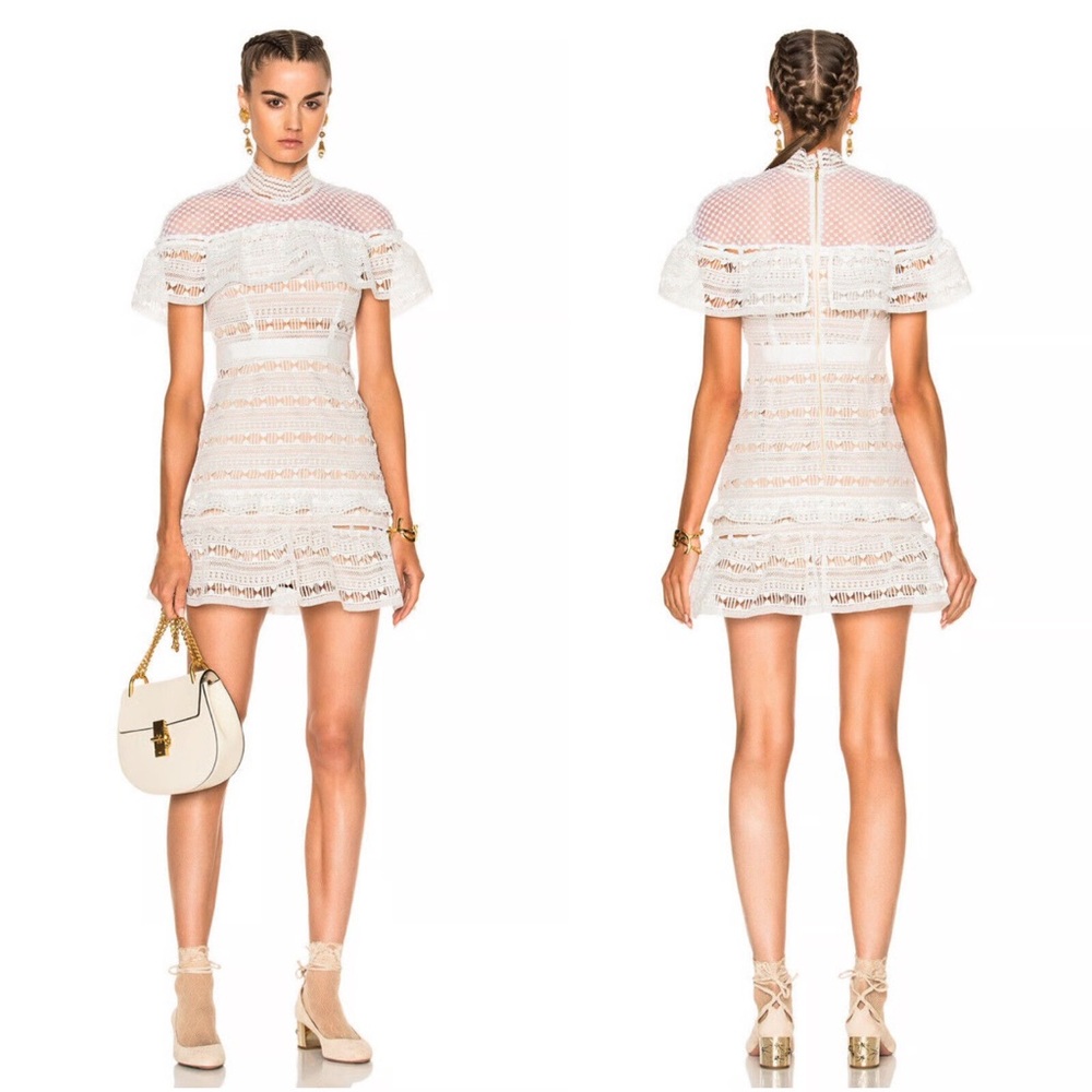 Self portrait yoke frill mini dress